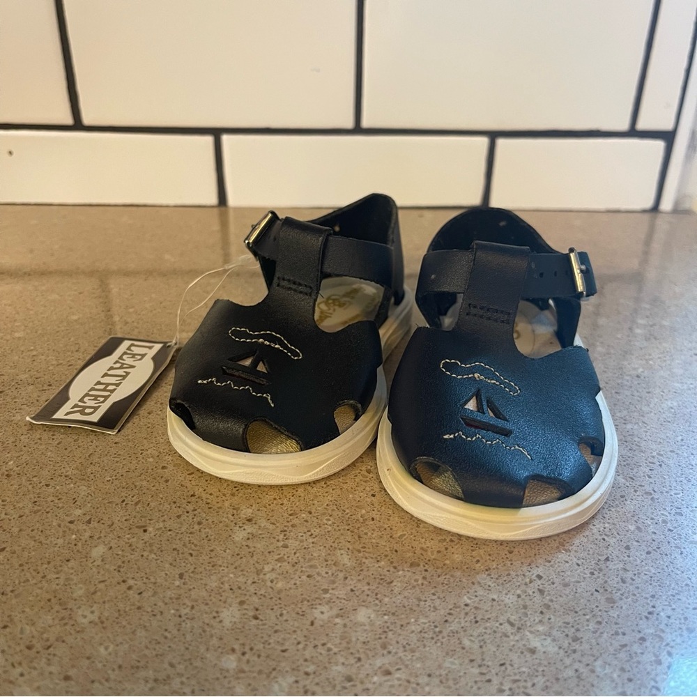 Vintage Baby Girl Sandals Black Size 4